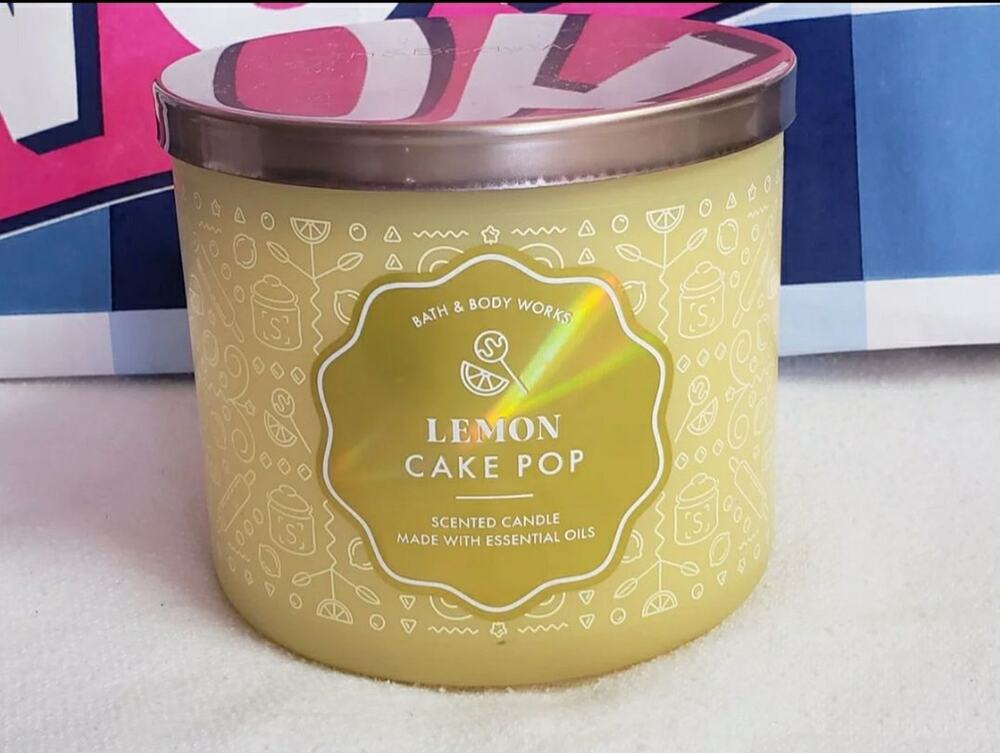 BBW Lemon Cake Pop Large 3 Wick Candle Home Fragrance Decor